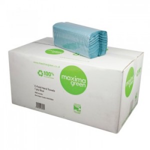 Coloured (1 ply) C-Fold Hand Towel available in Blue & Green