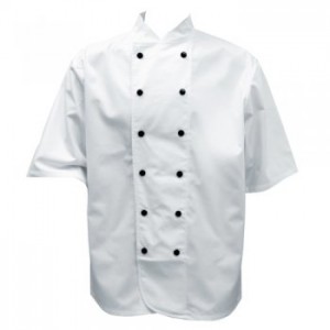 Ekocloth Short Sleeved White PET Chef Jacket Small