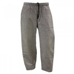 Check Baggy Gingham Full Elastic Waist Chef Trousers Small