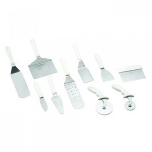 Stainless Steel Turner with White ABS Handle - Solid or Perforated