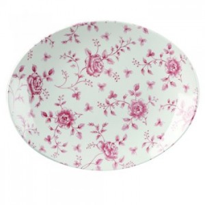 Vintage Prints Super Vitrified Cranberry Rose Chintz Plate available in Round & Oval