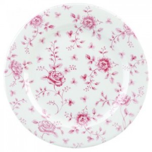 Vintage Prints Super Vitrified Cranberry Rose Chintz Plate available in Round & Oval