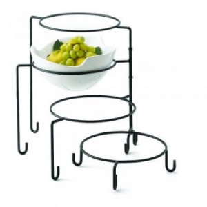 Black Powder Coated Metal Four-Tiered Stand
