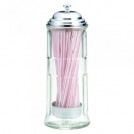 Glass Straw Dispenser with Chrome Plated Top 4