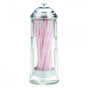 Glass Straw Dispenser with Chrome Plated Top 4