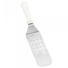 Stainless Steel Turner with White ABS Handle - Solid or Perforated