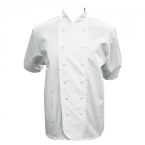 Ekocloth Short Sleeved Standard White PET Chef Jacket with White Buttons (XS-XXL)